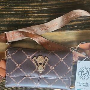 Valentino Orlandi Logo Crossbody Bag in Brown